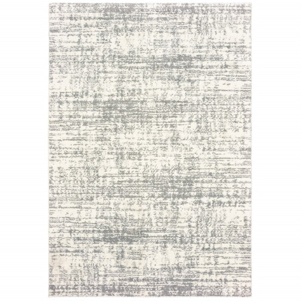 HomeRoots 2' X 8' Abstract Strokes Runner Rug - Contemporary Design for Hallways, Soft, Durable & Stylish Ivory/ Grey 7'10" x 10'10" 388854