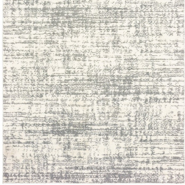 HomeRoots 2' X 8' Abstract Strokes Runner Rug - Contemporary Design for Hallways, Soft, Durable & Stylish Ivory/ Grey 7'10" x 10'10" 388854