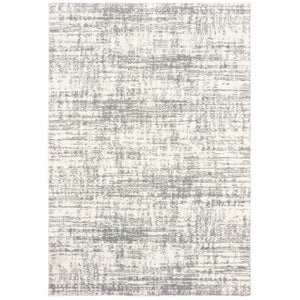 HomeRoots 2' X 8' Abstract Strokes Runner Rug - Contemporary Design for Hallways, Soft, Durable & Stylish Ivory/ Grey 9'10" x 12'10" 388855