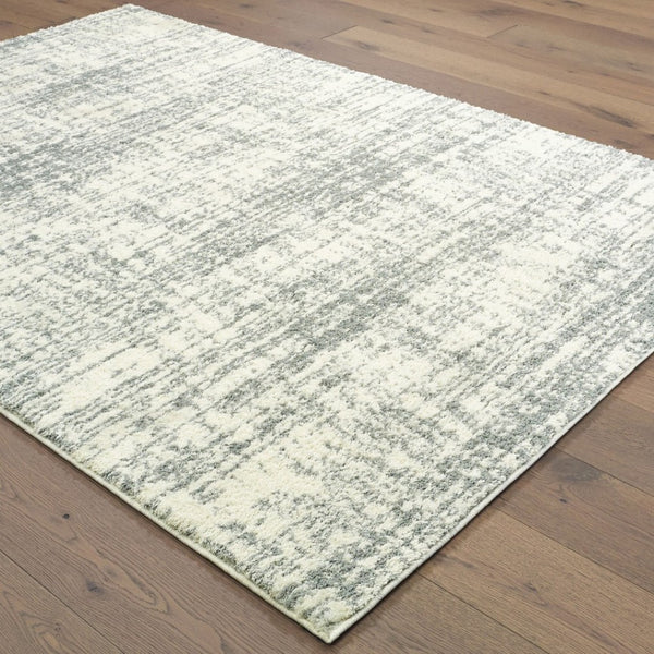 HomeRoots 2' X 8' Abstract Strokes Runner Rug - Contemporary Design for Hallways, Soft, Durable & Stylish Ivory/ Grey 9'10" x 12'10" 388855