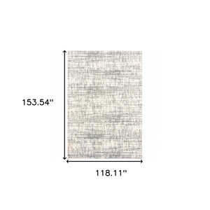 HomeRoots 2' X 8' Abstract Strokes Runner Rug - Contemporary Design for Hallways, Soft, Durable & Stylish Ivory/ Grey 9'10" x 12'10" 388855