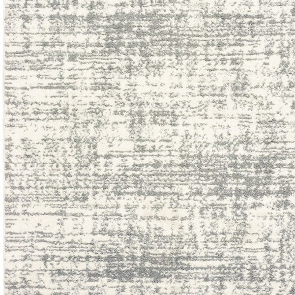 HomeRoots 2' X 8' Abstract Strokes Runner Rug - Contemporary Design for Hallways, Soft, Durable & Stylish Ivory/ Grey 9'10" x 12'10" 388855