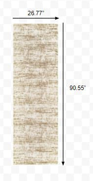 Homeroots 2' X 8' Ivory And Gray Abstract Strokes Runner Rug Ivory,Taupe Polyester 388856