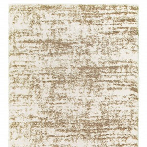 Homeroots 2' X 8' Ivory And Gray Abstract Strokes Runner Rug Ivory,Taupe Polyester 388856