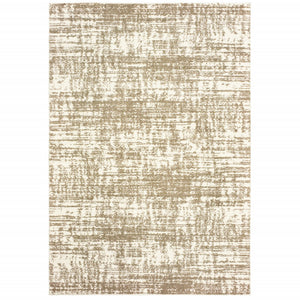 Homeroots 4' X 6' Ivory And Gray Abstract Strokes Area Rug Ivory,Taupe Polyester 388857