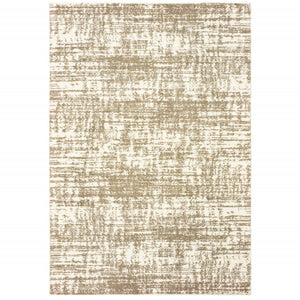 Homeroots 4' X 6' Ivory And Gray Abstract Strokes Area Rug Ivory,Taupe Polyester 388857