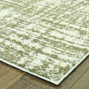Homeroots 5' X 8' Ivory And Gray Abstract Strokes Area Rug Ivory,Taupe Polyester 388858