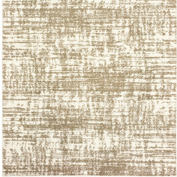 Homeroots 5' X 8' Ivory And Gray Abstract Strokes Area Rug Ivory,Taupe Polyester 388858