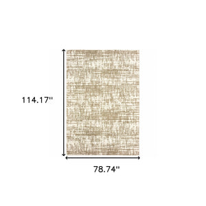 Homeroots 7' X 10' Ivory Shag Power Loom Area Rug Ivory,Taupe Polyester 388859