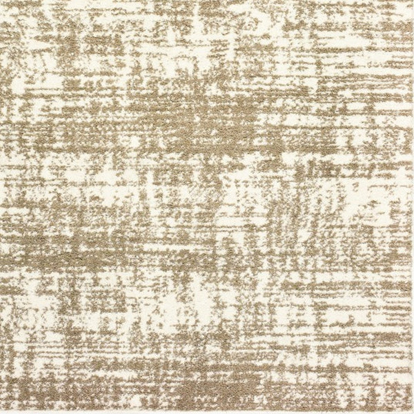 Homeroots 7' X 10' Ivory Shag Power Loom Area Rug Ivory,Taupe Polyester 388859