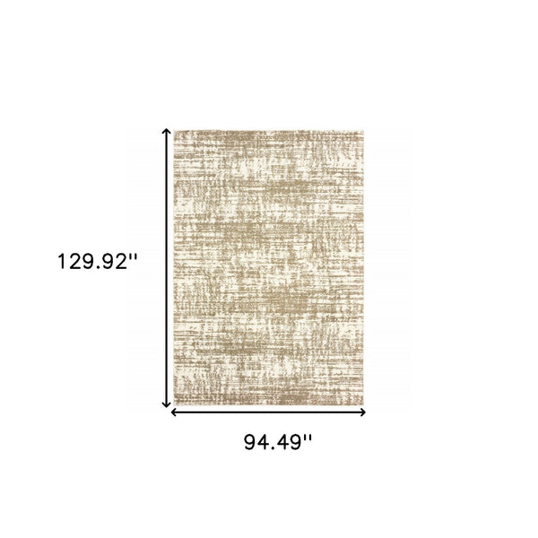 Homeroots 8' X 11' Ivory And Gray Abstract Strokes Area Rug Ivory,Taupe Polyester 388860