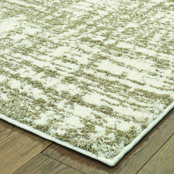 Homeroots 10' X 13' Taupe Dhurrie Area Rug Ivory,Taupe Polyester 388861