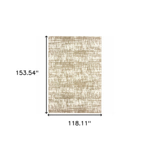 Homeroots 10' X 13' Taupe Dhurrie Area Rug Ivory,Taupe Polyester 388861