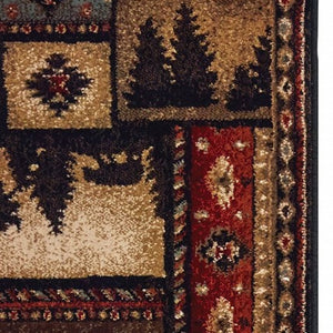 Homeroots 2' X 8' Black And Brown Nature Lodge Runner Rug  Polypropylene 388862