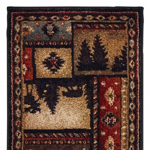 Homeroots 2' X 8' Black And Brown Nature Lodge Runner Rug  Polypropylene 388862