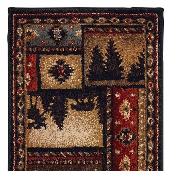 Homeroots 2' X 8' Black And Brown Nature Lodge Runner Rug  Polypropylene 388862
