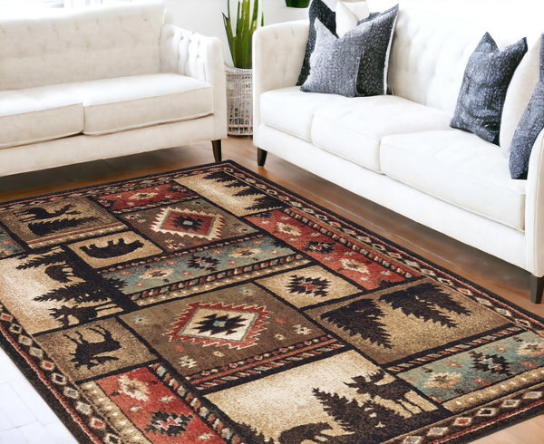 Homeroots 5' X 7' Brown And Black Area Rug  Polypropylene 388864
