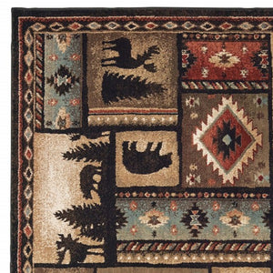 Homeroots 7' X 9' Black And Brown Nature Lodge Area Rug  Polypropylene 388865