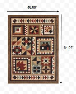 Homeroots 4' X 6' Brown And Red Ikat Patchwork Area Rug  Polypropylene 388869