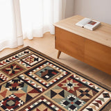 Homeroots 4' X 6' Brown And Red Ikat Patchwork Area Rug  Polypropylene 388869