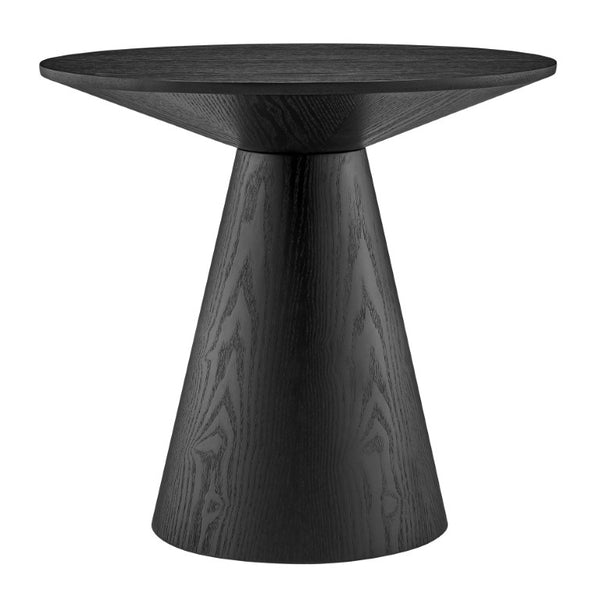 EuroStyle Wesley Round Ash Veneer Side Table Matte Black Finish for Modern Living Spaces 38886BLK-KIT