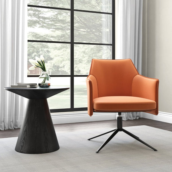 EuroStyle Wesley Round Ash Veneer Side Table Matte Black Finish for Modern Living Spaces 38886BLK-KIT