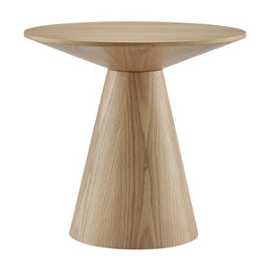 EuroStyle Wesley Round Oak Veneer Side Table for Modern Living Room and Bedroom Decor 38886OAK-KIT