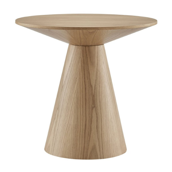 EuroStyle Wesley Round Oak Veneer Side Table for Modern Living Room and Bedroom Decor 38886OAK-KIT