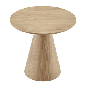 EuroStyle Wesley Round Oak Veneer Side Table for Modern Living Room and Bedroom Decor 38886OAK-KIT