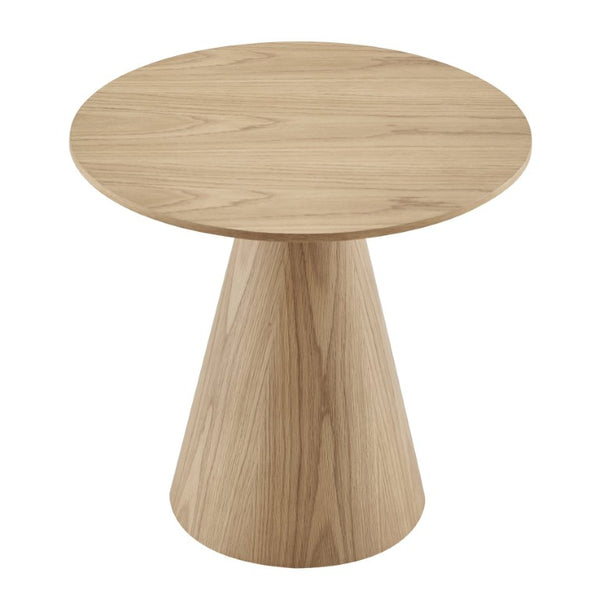 EuroStyle Wesley Round Oak Veneer Side Table for Modern Living Room and Bedroom Decor 38886OAK-KIT