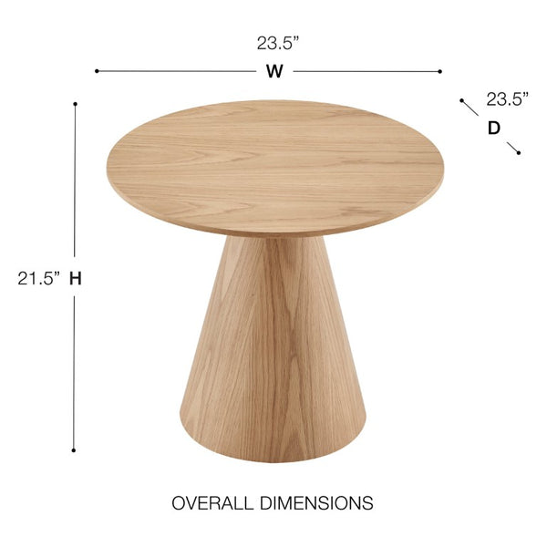 EuroStyle Wesley Round Oak Veneer Side Table for Modern Living Room and Bedroom Decor 38886OAK-KIT