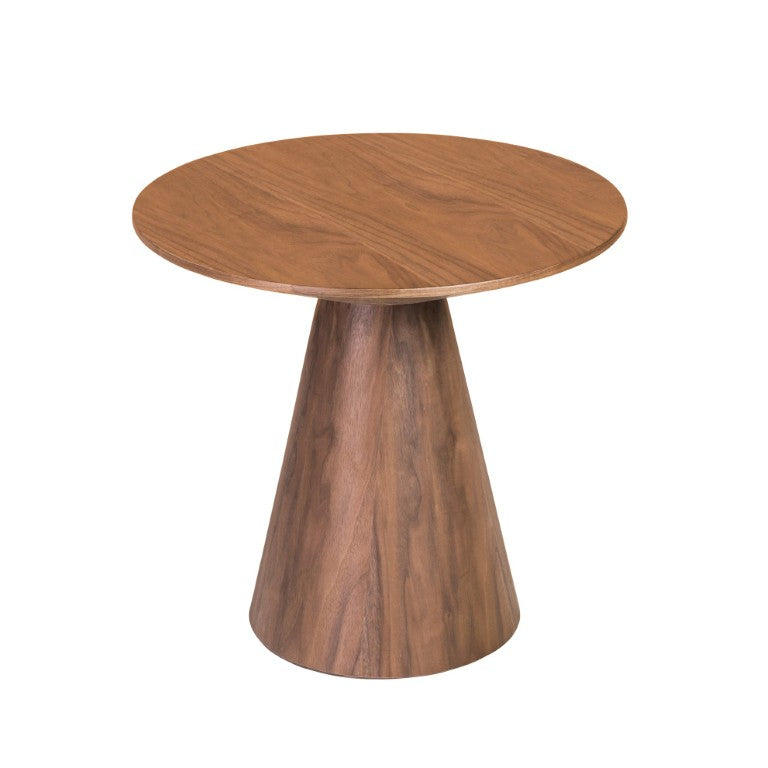EuroStyle Wesley Round Accent Side Table with American Veneer Grain for Bedroom or Living Room Walnut 38886WAL-B
