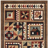 Homeroots 5' X 7' Brown And Red Ikat Patchwork Area Rug  Polypropylene 388870