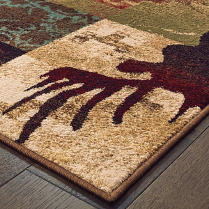 HomeRoots 5' Rustic Lodge Animal Area Rug - Nature-Inspired Design with Durable, Easy-Care Polypropylene Material 7'10" x 10' 388878