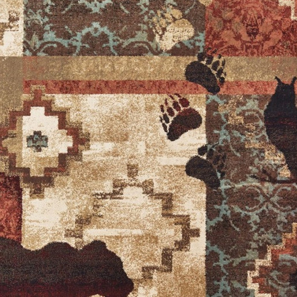 HomeRoots 5' Rustic Lodge Animal Area Rug - Nature-Inspired Design with Durable, Easy-Care Polypropylene Material 7'10" x 10' 388878
