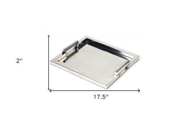 Homeroots 18" Silver Stainless Steel Serving Tray   388899