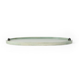 Homeroots 27" Green Mango Oval Serving Tray With Handles   388900