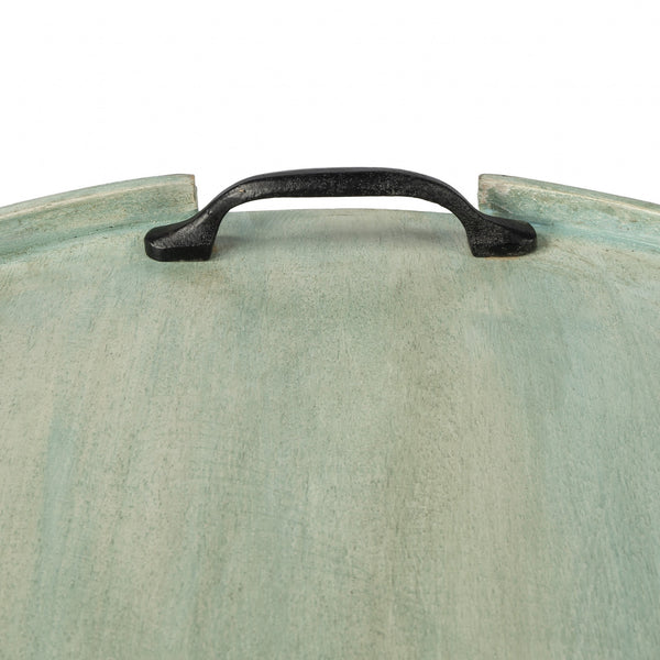 Homeroots 27" Green Mango Oval Serving Tray With Handles   388900
