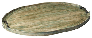 Homeroots 27" Green Mango Oval Serving Tray With Handles   388900