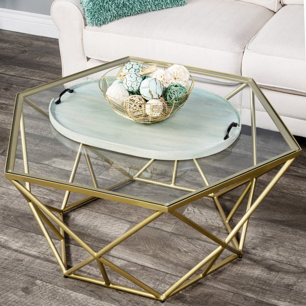 Homeroots 27" Green Mango Oval Serving Tray With Handles   388900