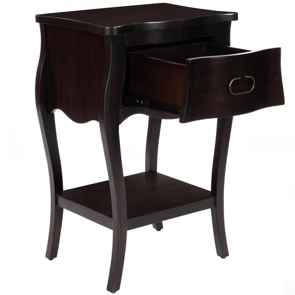 Homeroots Dark Brown Chocolate Single Drawer Night Stand   388902