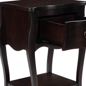 Homeroots Dark Brown Chocolate Single Drawer Night Stand   388902