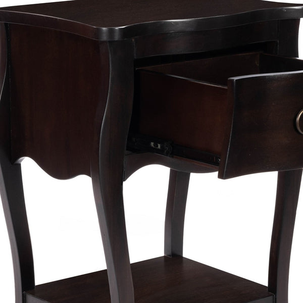 Homeroots Dark Brown Chocolate Single Drawer Night Stand   388902