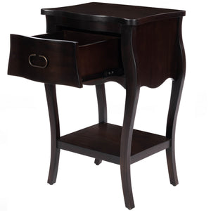 Homeroots Dark Brown Chocolate Single Drawer Night Stand   388902