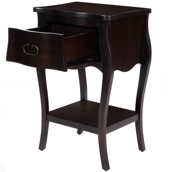Homeroots Dark Brown Chocolate Single Drawer Night Stand   388902