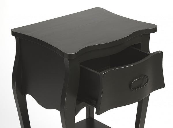 Homeroots 28" Black One Drawer Nightstand   388903