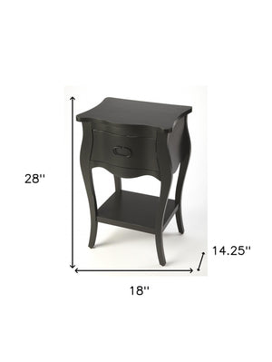 Homeroots 28" Black One Drawer Nightstand   388903