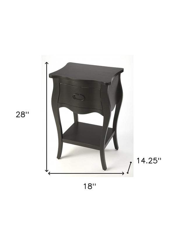 Homeroots 28" Black One Drawer Nightstand   388903