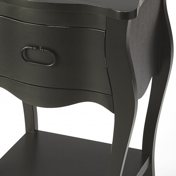 Homeroots 28" Black One Drawer Nightstand   388903