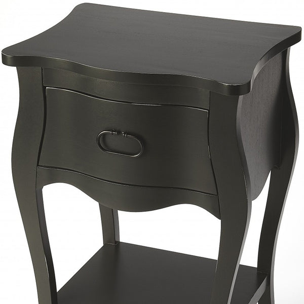 Homeroots 28" Black One Drawer Nightstand   388903